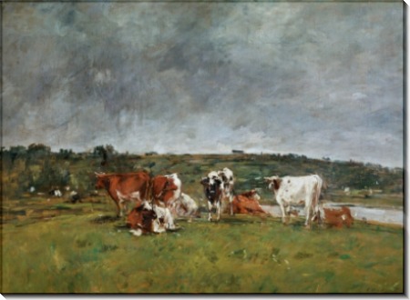 Пейзаж с коровами на лугу - Буден, Эжен