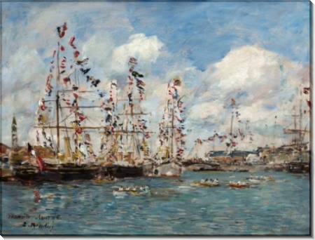 Корабли в порту Довиля, украшенные флагами - Буден, Эжен