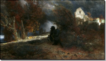 Осенний пейзаж со смертью - Бёклин, Арнольд