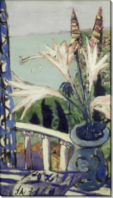 Пейзаж в Ментоне с вазой лилий - Бекман, Макс