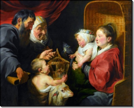 Мадонна с Младенцем со Иоанном Крестителем и его родителями - Йорданс, Якоб
