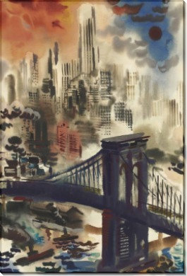 Бруклинский мост и панорама Нью-Йорка - Грос, Георг