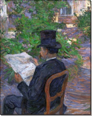 Дезире Дио, читающий газету в саду - Тулуз-Лотрек, Анри де