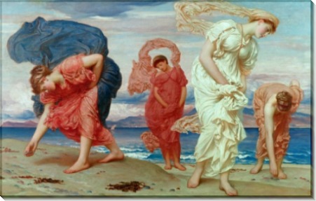 Греческие девушки, собирающие ракушки на берегу моря - Лейтон, Фредерик