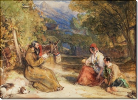 Францисканский монах и испанские крестьяне на горной тропе - Льюис, Джон Фредерик