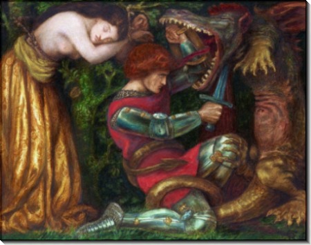 Святой Георгий, убивающий дракона - Россетти, Данте Габриэль