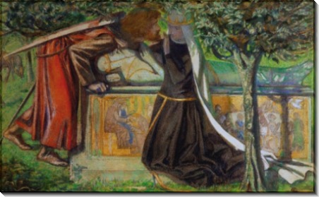 Ланселот и Гвиневера у гробницы короля Артура - Россетти, Данте Габриэль
