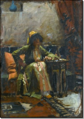 Восточный интерьер с сидящей девушкой - Уотерхаус, Джон Уильям