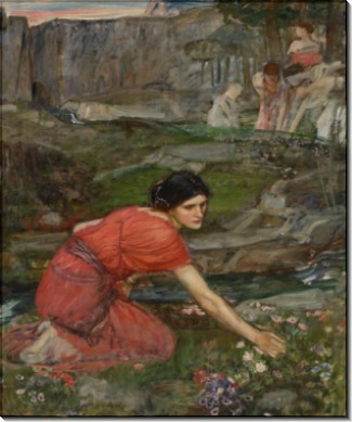 Девушка, собирающая цветы у ручья - Уотерхаус, Джон Уильям