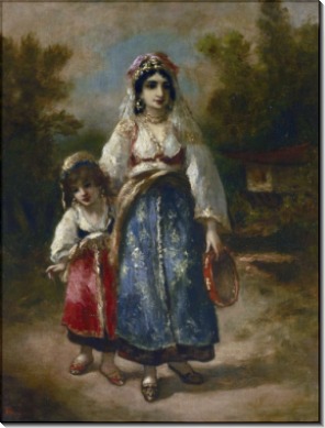 Женщина с девочкой - Диас де ла Пенья, Нарсис