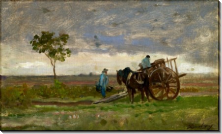 Пейзаж с крестьянской повозкой - Добиньи, Шарль-Франсуа 