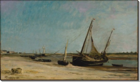 Лодки на берегу реки в Этапле - Добиньи, Шарль-Франсуа 