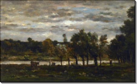 Река в облачный день - Добиньи, Шарль-Франсуа 