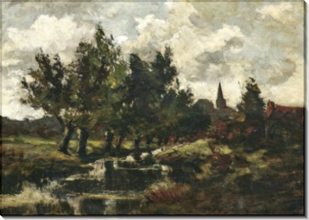 Пейзаж с видом на деревню - Дюпре, Жюль