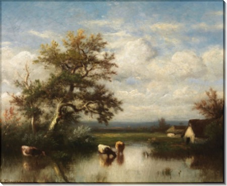 Пейзаж с коровами у пруда - Дюпре, Жюль