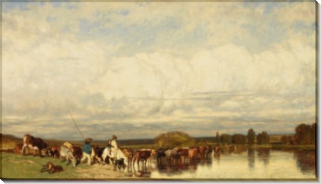 Пейзаж со стадом коров, переходящих реку - Дюпре, Жюль