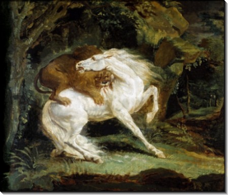 Нападение льва на лошадь - Жерико, Теодор Жан Луи Андре