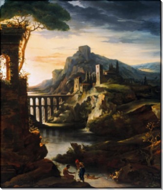 Вечер, пейзаж с акведуком - Жерико, Теодор Жан Луи Андре