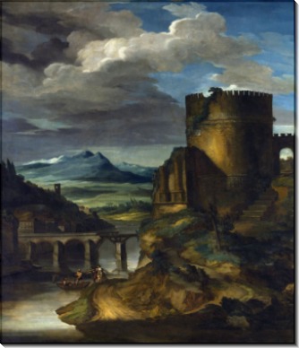 Итальянский пейзаж с гробницей - Жерико, Теодор Жан Луи Андре