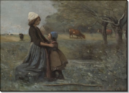 Две сестры в поле - Коро, Жан-Батист Камиль