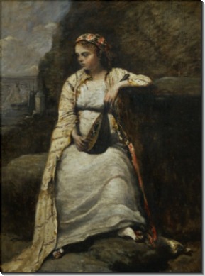 Девушка в греческом одеянии с мандолиной - Коро, Жан-Батист Камиль
