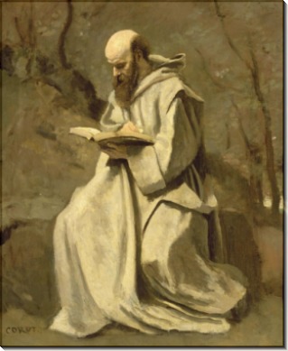 Читающий монах в белом - Коро, Жан-Батист Камиль