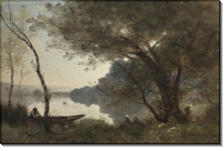 Лодочник на берегу пруда, Мортфонтен - Коро, Жан-Батист Камиль