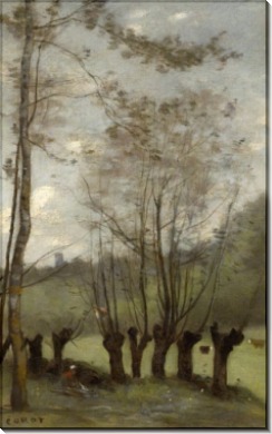 Монтлери, луга с подстриженными ивами - Коро, Жан-Батист Камиль