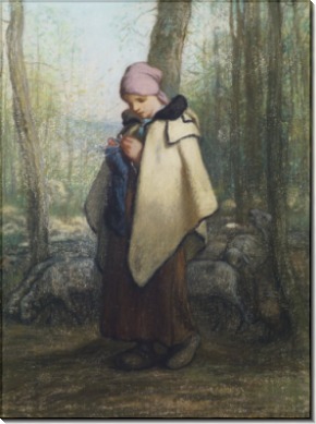 Вяжущая пастушка - Милле, Жан-Франсуа 