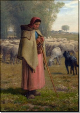 Пастушка с отарой овец - Милле, Жан-Франсуа 