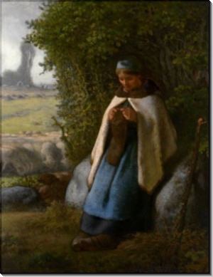 Пастушка за вышиванием - Милле, Жан-Франсуа 