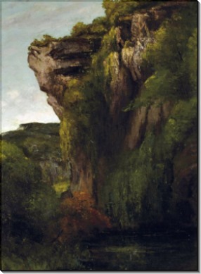 Пейзаж со скалой над рекой Лу - Курбе, Гюстав