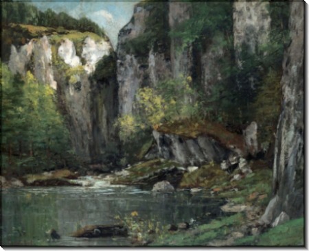 Река и скалы - Курбе, Гюстав