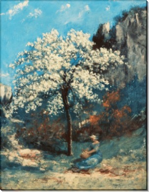 Пейзаж с цветущей вишней - Курбе, Гюстав