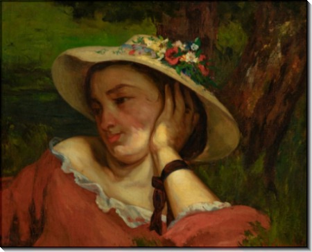 Женщина в шляпке с цветами - Курбе, Гюстав