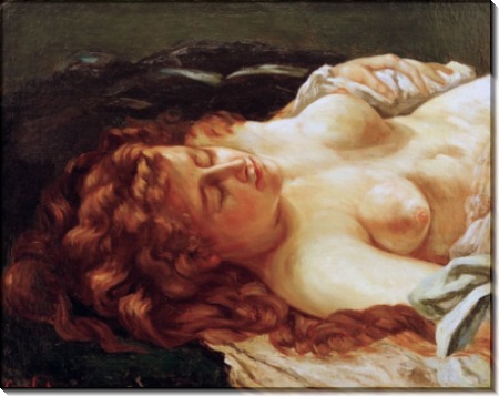 Спящая рыжеволосая женщина - Курбе, Гюстав