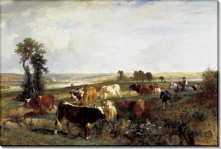 Пейзаж со стадом в Сюрене - Труайон, Констан