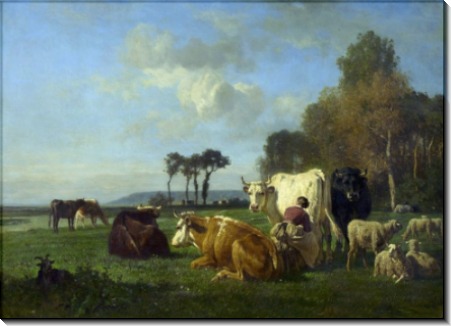 Пейзаж с овцами и коровами - Труайон, Констан