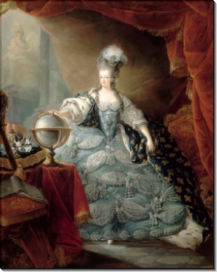 Мария-Антуанета с рукой, лежащей на глобусе. 1775 - Готье-Даготи, Жан-Батист-Андре