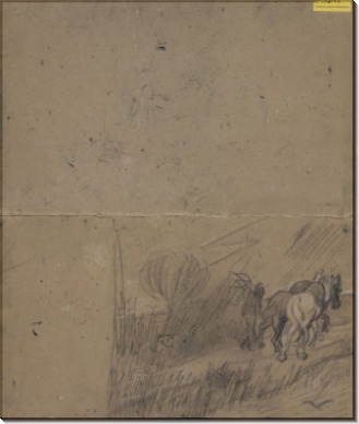 Пейзаж с крестьянином и двумя лошадьми (Landscape with Peasant and Two Horses), 1890 - Гог, Винсент ван