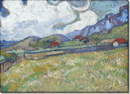 Горный пейзаж за больницей Сен-Поль  (Wheat Field behind Saint-Paul Hospital), 1889 - Гог, Винсент ван