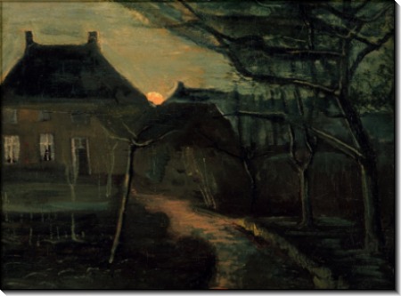 Дом священника в Нуэнене при лунном свете (The Parsonage at Nuenen at Dusk, Seen from the Back), 1885 - Гог, Винсент ван
