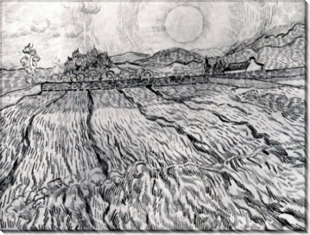 Закрытое поле за больницей Сен-Поль: восходящее солнце (Enclosed Field behind Saint-Paul Hospital - Rising Sun), 1889 - Гог, Винсент ван