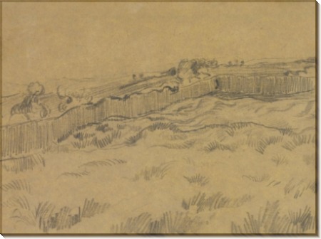 Пшеничное поле, закрытое стеной - угол ограды за приютом Сен-Поль (The Walled Wheatfield (Corner of the Enclosure behind Saint Paul's Hospital)), 1890 - Гог, Винсент ван