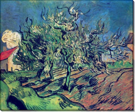 Пейзаж с тремя деревьями и домами (Landscape with Three Trees and a House), 1890 - Гог, Винсент ван