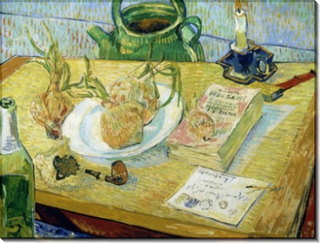 Натюрморт: чертежная доска, трубка, лук и сургуч (Still Life - Drawing Board, Pipe, Onions and Sealing Wax), 1889 - Гог, Винсент ван