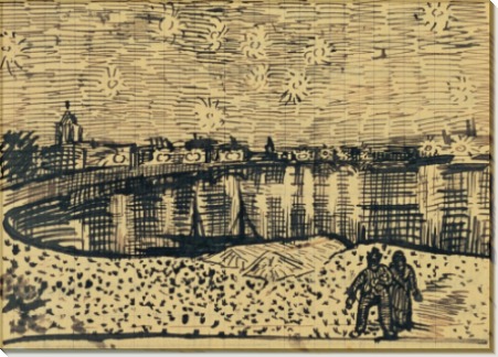 Звездная ночь над Роной. Эскиз (Starry Night over the Rhone (sketch)), 1888 - Гог, Винсент ван