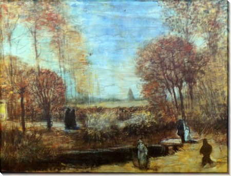 Пасторский сад в Нуэнене с прудом и фигурами (The Parsonage Garden at Nuenen with Pond and Figures), 1885 - Гог, Винсент ван