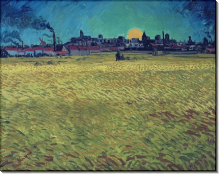 Летний вечер, закат над пшеничным полем (Summer Evening, Wheatfield with Setting sun), 1888 - Гог, Винсент ван
