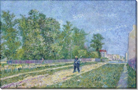 Окрестности Парижа, дорога с крестьянином с лопатой (Man with Spade in a Suburb of Paris), 1887 - Гог, Винсент ван
